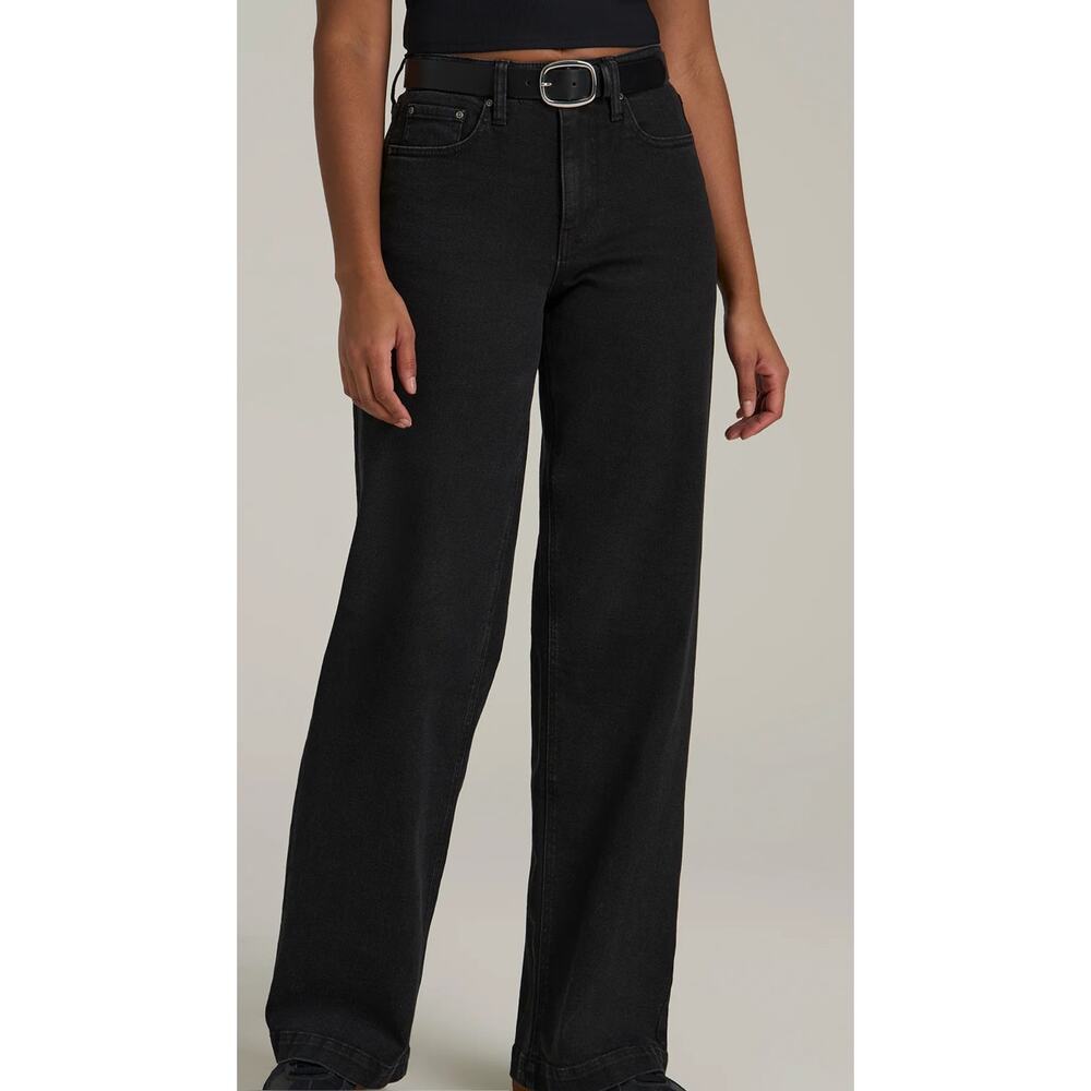 American Tall Luna High Rise Wide Leg Jeans Black Wash Womens Size 33x35 New